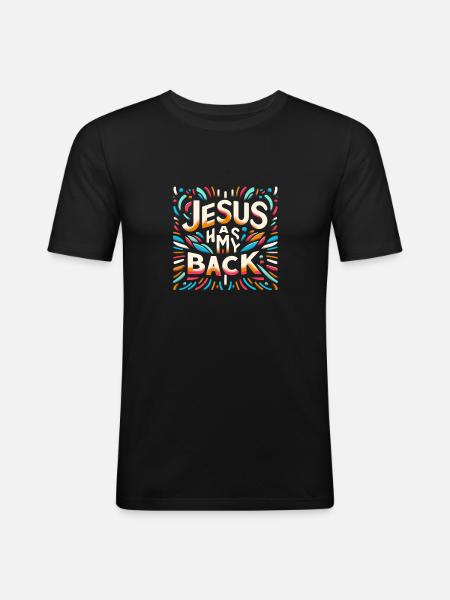 Jesus Has My Back 29 - Men's Slim Fit T-Shirt - black