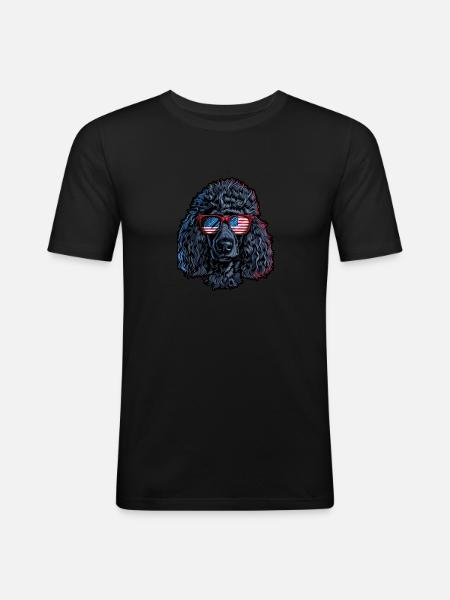 Poodle with American Sunglasses - Men's Slim Fit T-Shirt - black