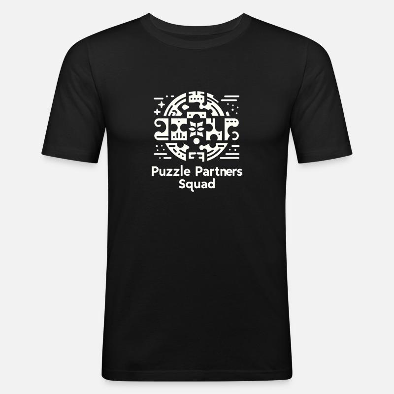 Puzzle Partners Squad - Männer Slim Fit T-Shirt - Schwarz