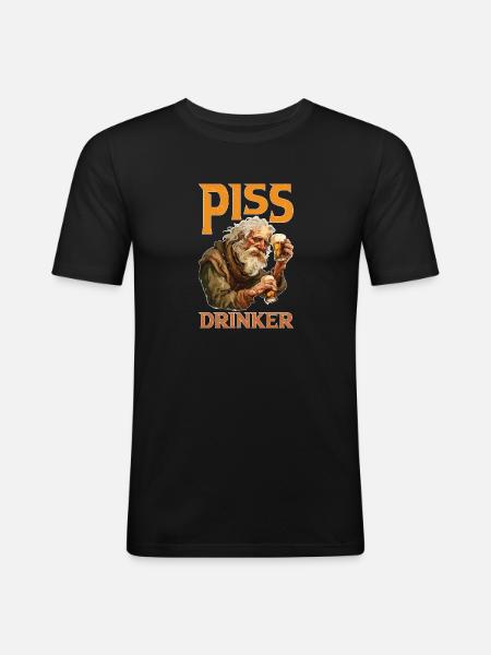 Piss Drinker 45 - Männer Slim Fit T-Shirt - Schwarz
