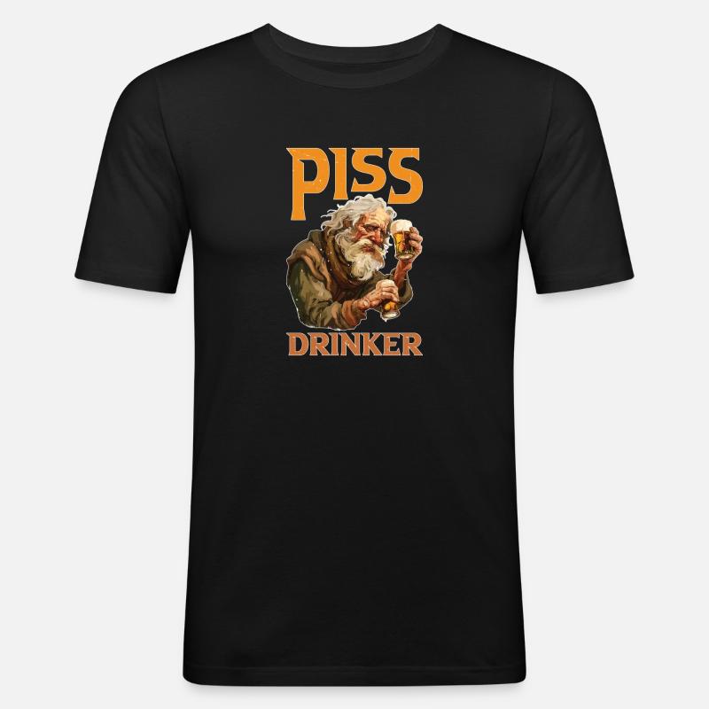 Piss Drinker 45 - Männer Slim Fit T-Shirt - Schwarz