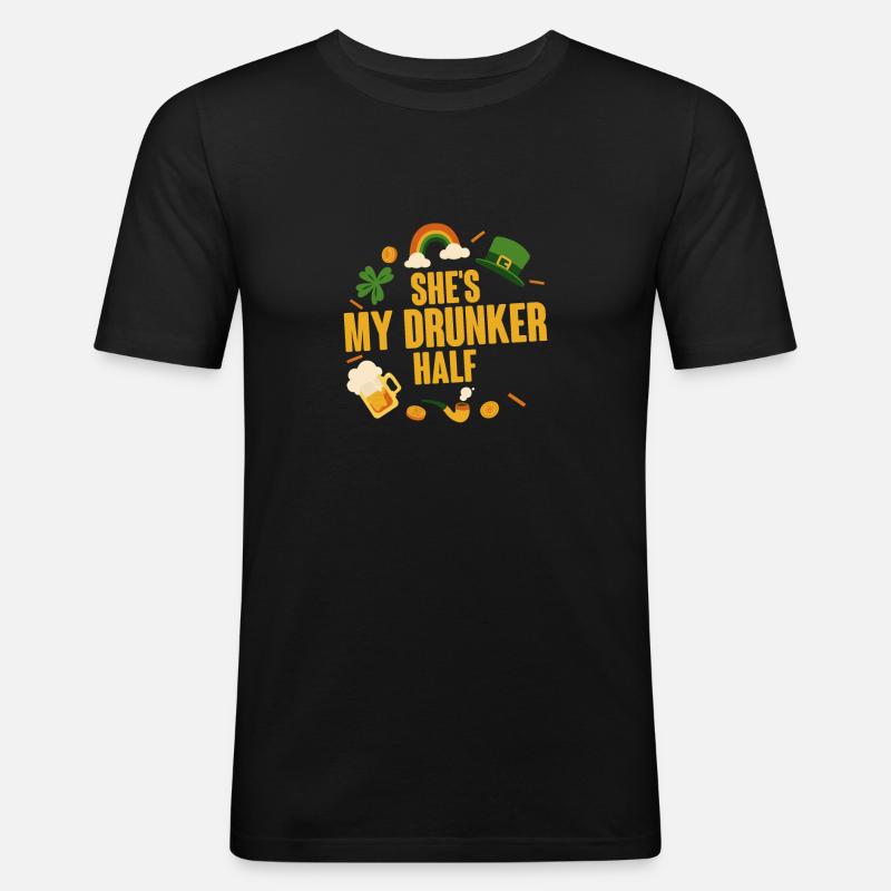 She's My Drunken Half 2 - Männer Slim Fit T-Shirt - Schwarz