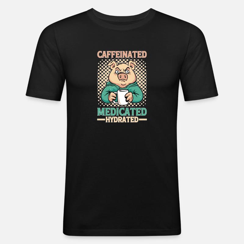 Caffeinated Medicated Hydrated - Männer Slim Fit T-Shirt - Schwarz