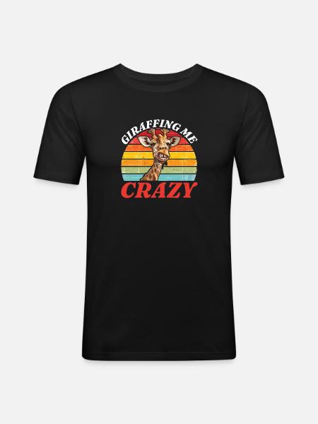 Giraffing Me Crazy - Männer Slim Fit T-Shirt - Schwarz