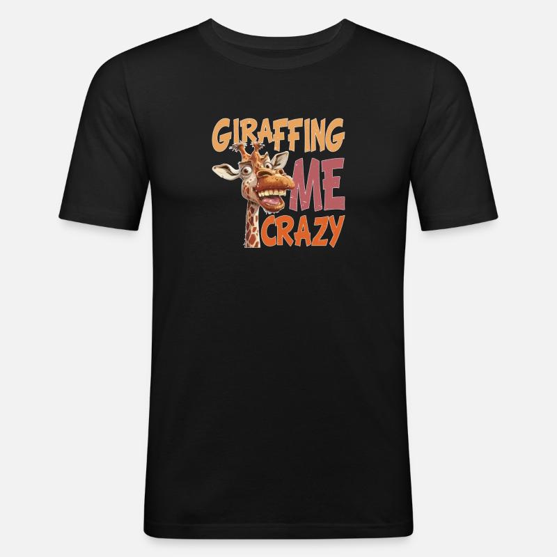 Giraffing Me Crazy 2 - Männer Slim Fit T-Shirt - Schwarz