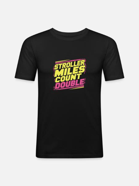 Stroller Miles Count Double 13 - Men's Slim Fit T-Shirt - black