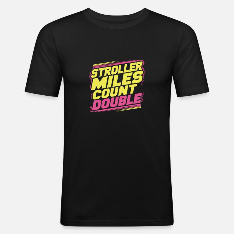 Stroller Miles Count Double 13 - Männer Slim Fit T-Shirt - Schwarz