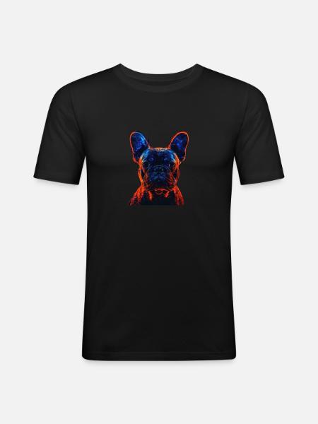 Red and Blue French Bulldog - Men's Slim Fit T-Shirt - black
