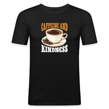 Caféine et gentillesse 6 - T-shirt près du corps Homme - noir - Devant - Nik (191cm)