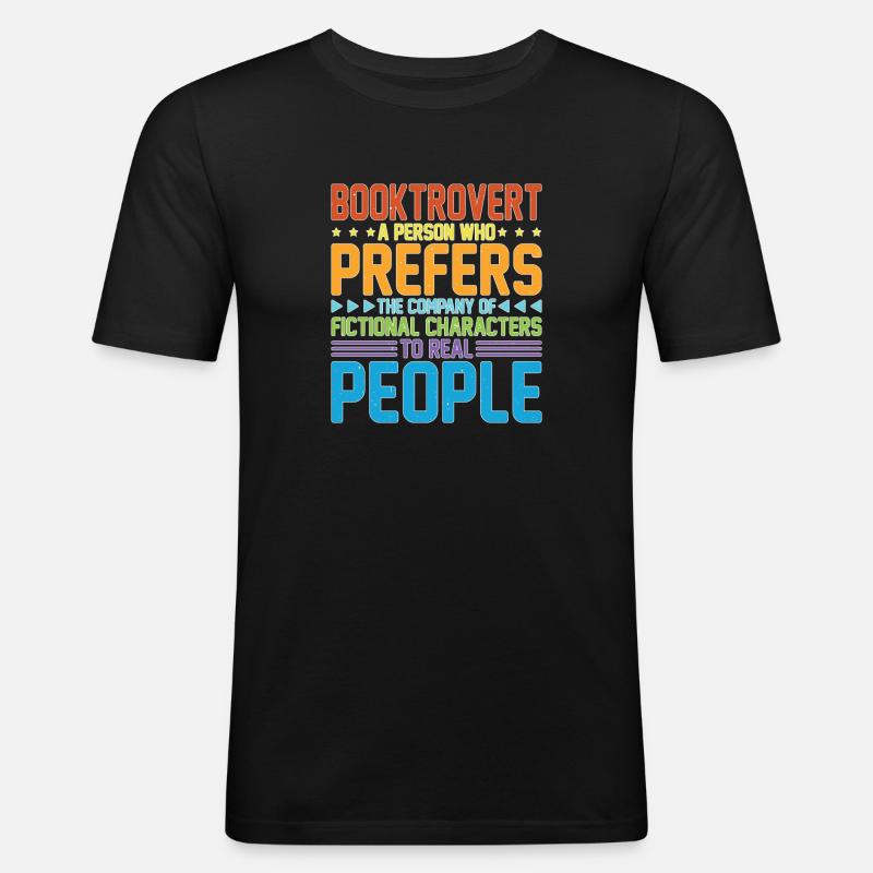 Booktrovert Definition Description 30 - Männer Slim Fit T-Shirt - Schwarz
