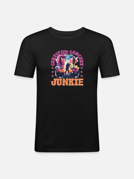 Certified Concert Junkie 12 - Männer Slim Fit T-Shirt - Schwarz