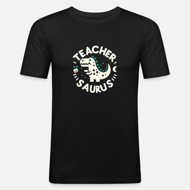 Teacher-saurus 7 - Männer Slim Fit T-Shirt - Schwarz