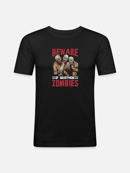 Beware Of Smartphone Zombies - Männer Slim Fit T-Shirt - Schwarz
