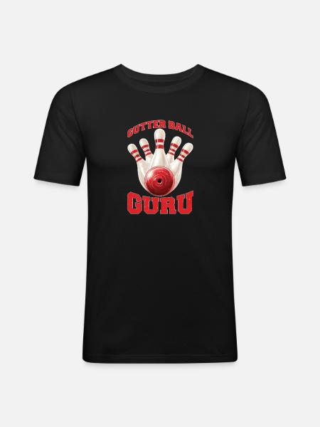 Gutter Ball Guru - Männer Slim Fit T-Shirt - Schwarz