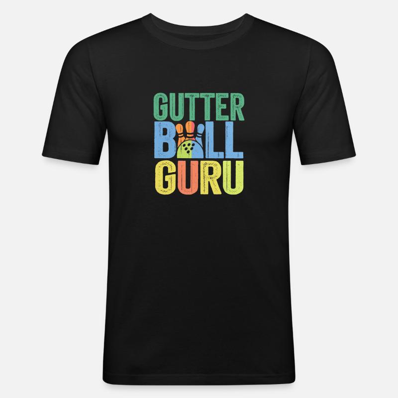 Gutter Ball Guru 6 - Männer Slim Fit T-Shirt - Schwarz