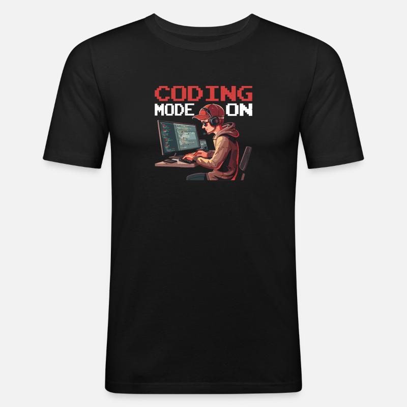 Coding Mode On 2 - Männer Slim Fit T-Shirt - Schwarz