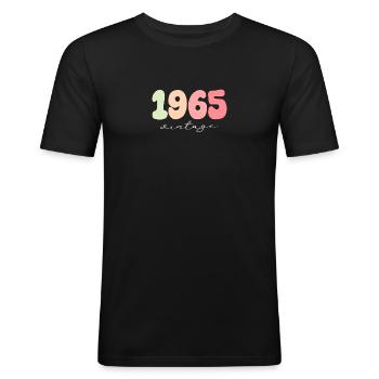 1965 Geburtstag Geburtsjahr - Männer Slim Fit T-Shirt - Schwarz - Vorne - Nik (191cm)