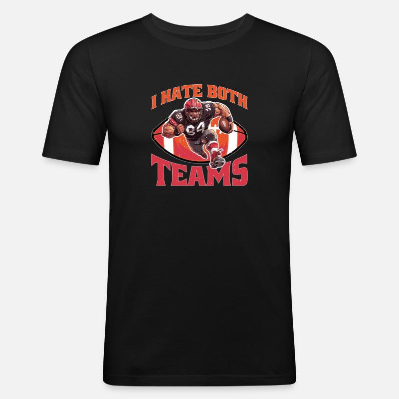 I Hate Both Teams 19 - Männer Slim Fit T-Shirt - Schwarz