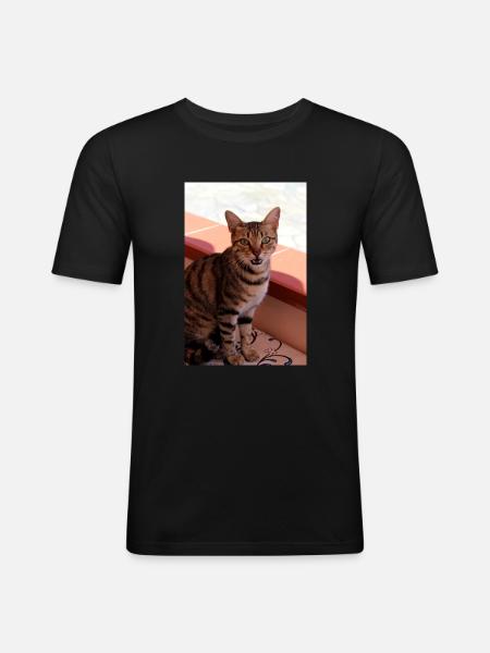 cat, kitten - Men's Slim Fit T-Shirt - black