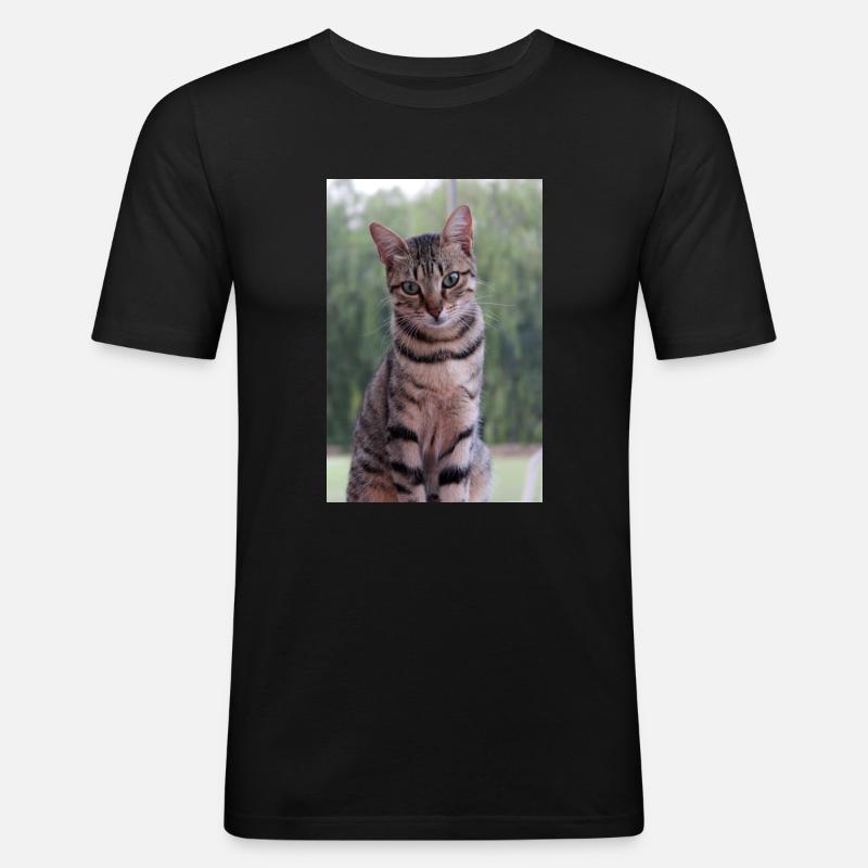 Katze Katze süßes Kätzchen - Männer Slim Fit T-Shirt - Schwarz