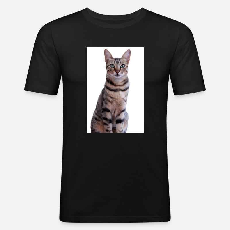Katze Kätzchen - Männer Slim Fit T-Shirt - Schwarz