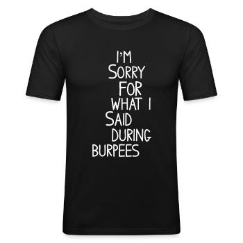 burpees - T-shirt près du corps Homme - noir - Devant - Nik (191cm)