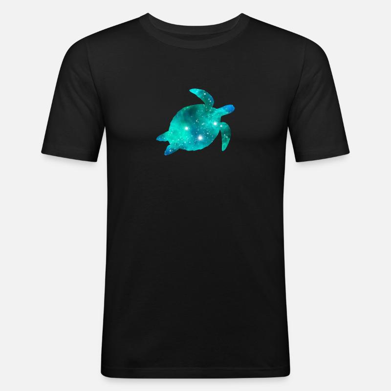 Galaxy Turtle - Männer Slim Fit T-Shirt - Schwarz