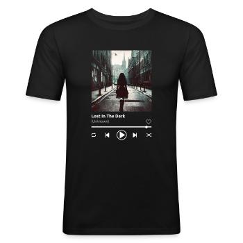 Lost in the Dark Soundtrack - Männer Slim Fit T-Shirt - Schwarz - Vorne - Nik (191cm)