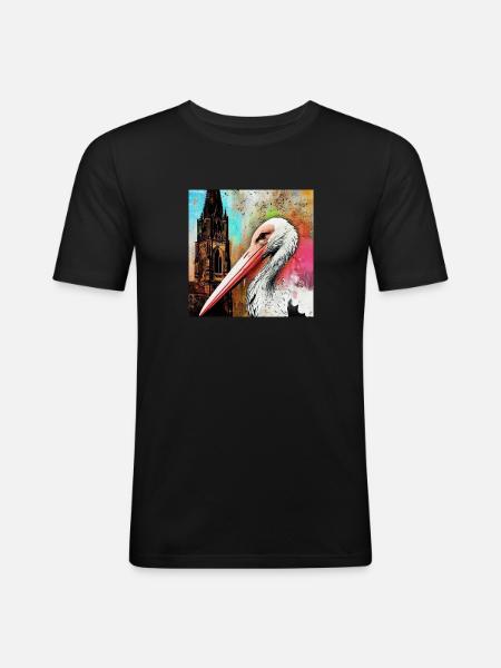 Stork Cathedral Strasbourg - Men's Slim Fit T-Shirt - black