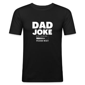Chargement de blague de papa s’il vous plaît attendre - T-shirt près du corps Homme - noir - Devant - Nik (191cm)