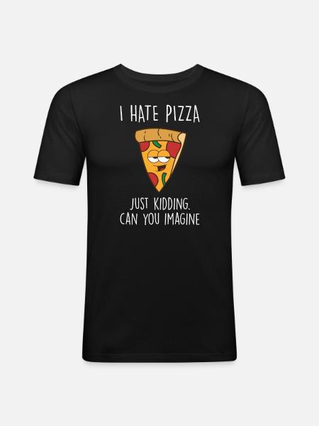 Pizza - Männer Slim Fit T-Shirt - Schwarz