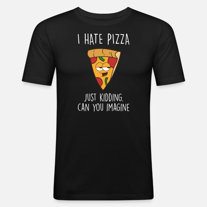 Pizza - Männer Slim Fit T-Shirt - Schwarz