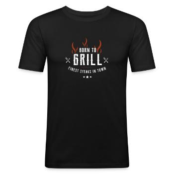 Born to Grill - T-shirt près du corps Homme - noir - Devant - Nik (191cm)