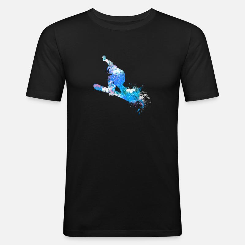 snowboard - Männer Slim Fit T-Shirt - Schwarz