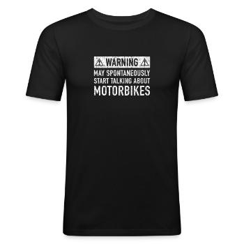 Origineel Motor Cadeau: Hier Te Bestellen - Mannen slim fit T-shirt - zwart - Voor - Nik (191cm)