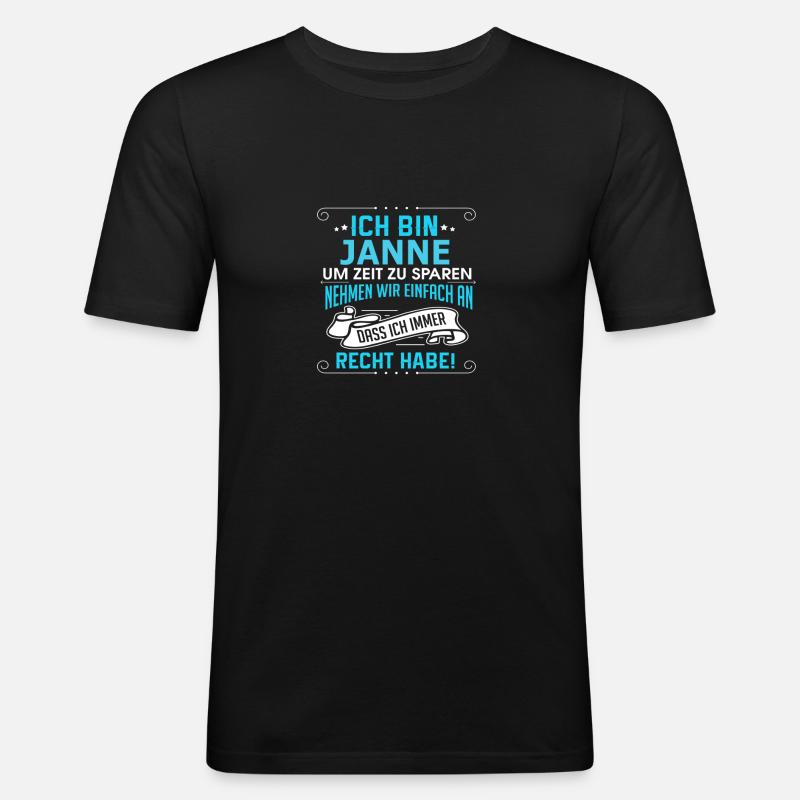 JANNE - Männer Slim Fit T-Shirt - Schwarz