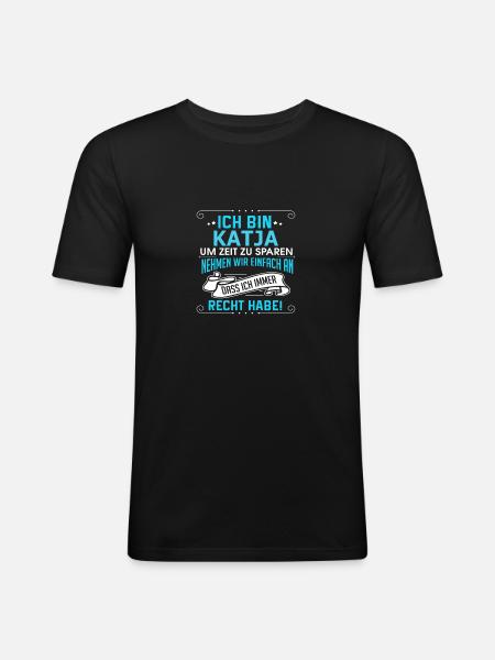 KATJA - Männer Slim Fit T-Shirt - Schwarz