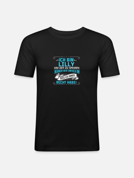 LILLY - Männer Slim Fit T-Shirt - Schwarz
