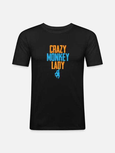 Crazy Monkey Lady - Men's Slim Fit T-Shirt - black