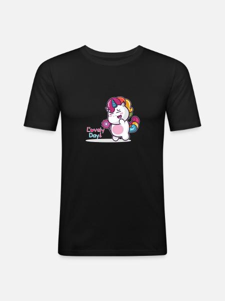 Lovely day! - Männer Slim Fit T-Shirt - Schwarz