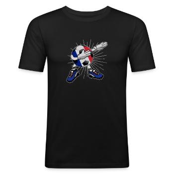 Football Dabbing France Équipe France Coupe du Monde - T-shirt près du corps Homme - noir - Devant - Nik (191cm)
