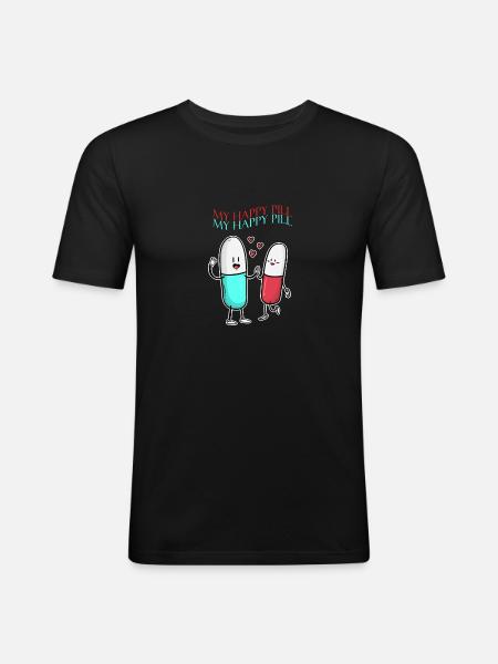 LYCKLIG PILL - glada piller - tabletter - kärlek - Slim Fit T-shirt herr - svart
