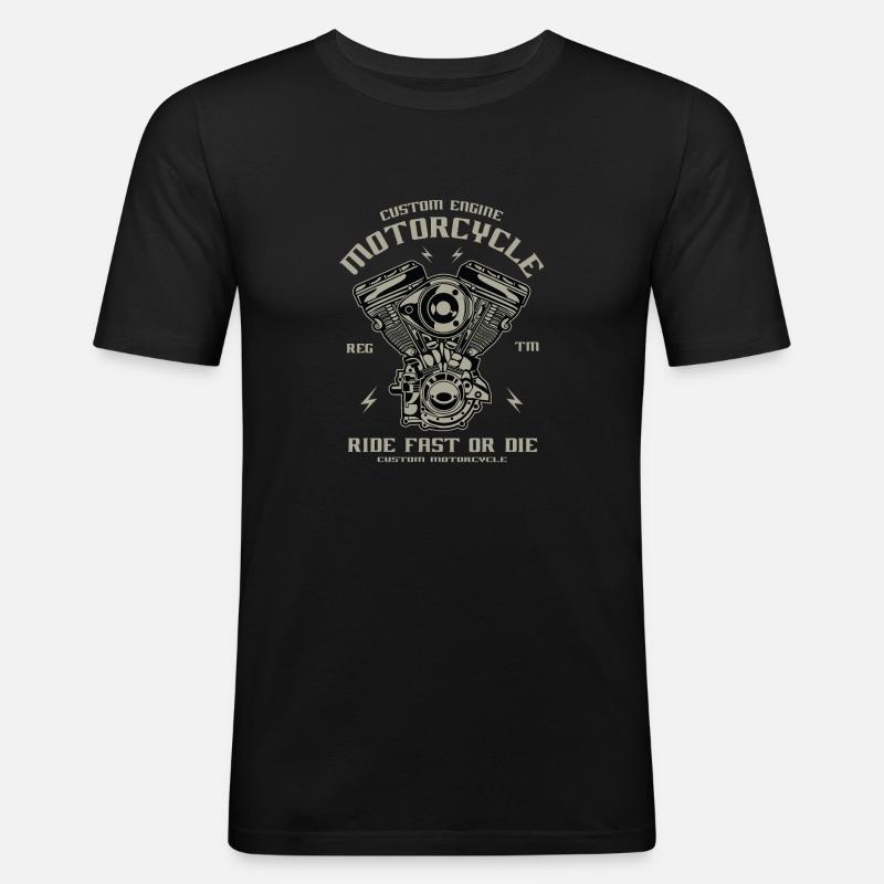 Custom Engine - Männer Slim Fit T-Shirt - Schwarz