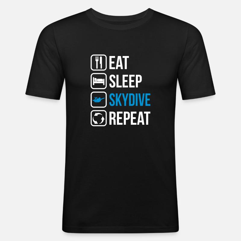 Eat Sleep Skydive Repeat - Männer Slim Fit T-Shirt - Schwarz