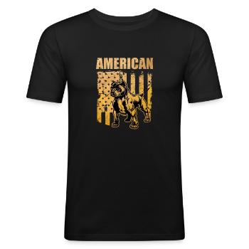 Pitbull Liebhaber Hund Kampfhund Liebe Amerika USA - Männer Slim Fit T-Shirt - Schwarz - Vorne - Nik (191cm)