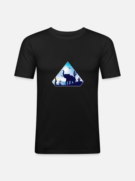 éléphant - T-shirt près du corps Homme - noir