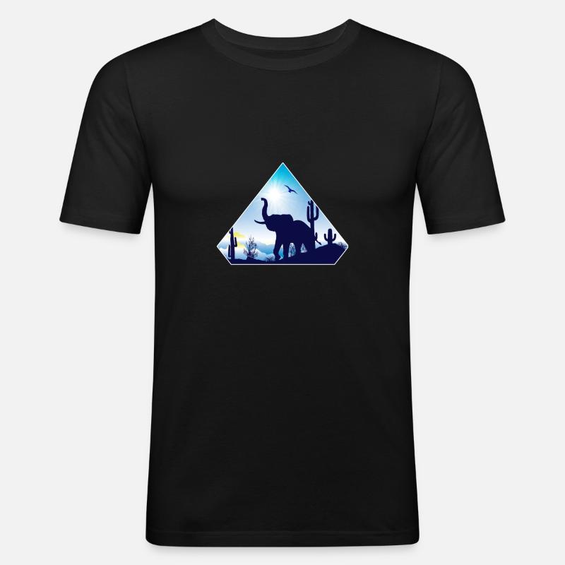 Elefant - Männer Slim Fit T-Shirt - Schwarz