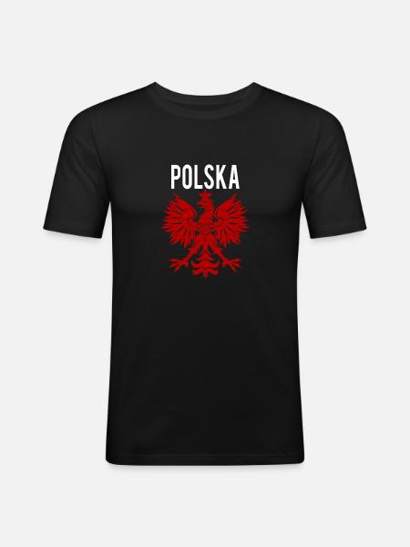 Polska Eagle - Men's Slim Fit T-Shirt - black