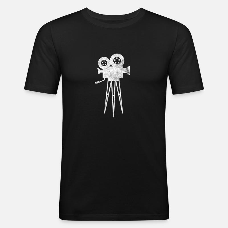Kamera - Männer Slim Fit T-Shirt - Schwarz