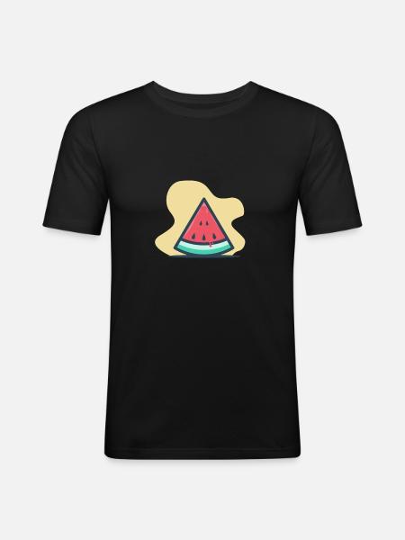 Summer again - watermelon - present - Men's Slim Fit T-Shirt - black